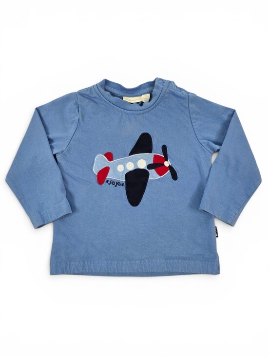 JoJo Maman Bebe Other - JoJo Maman Bébé Airplane Applique Long Sleeve Shirt Blue 6-12M Cotton European
